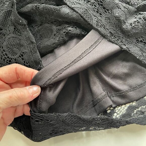 Haute Monde Women Allover Lace Sweetheart Corset Bodycon Mini Dress Black Medium - Picture 9 of 12